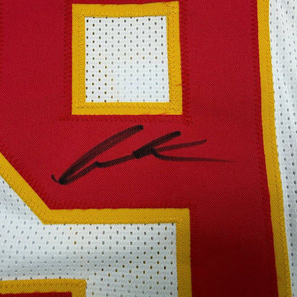 Framed Autographed/Signed Felix Anudike-Uzomah 35x39 Kansas City White Football Jersey JSA COA
