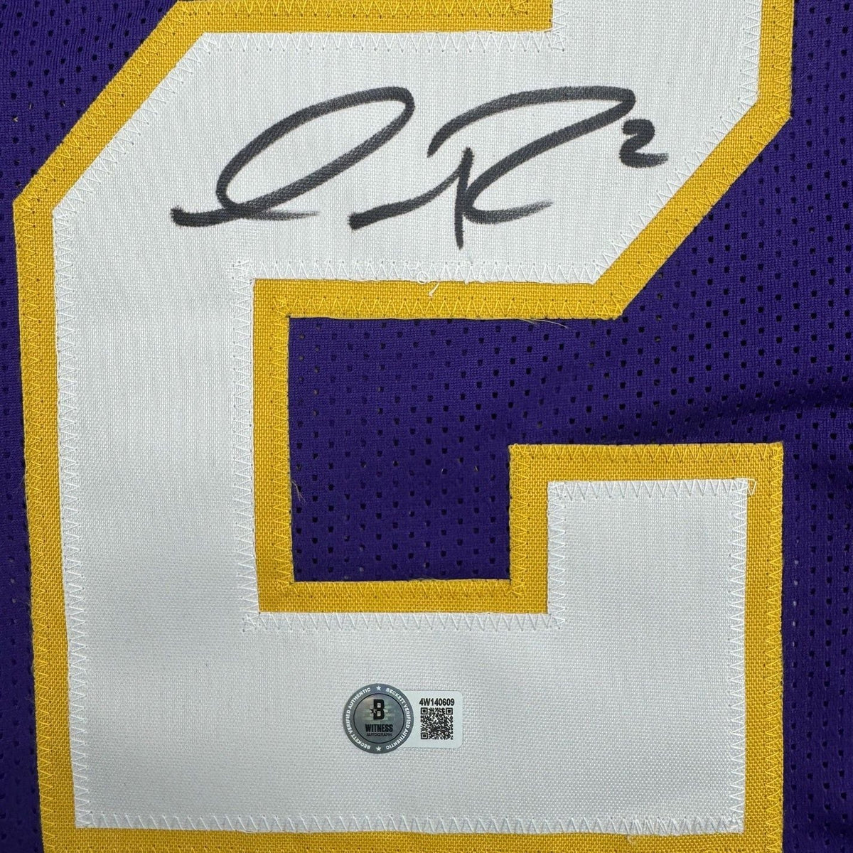 Framed Autographed/Signed Isaiah Rodgers 35x39 Minnesota Purple Retro Football Jersey Beckett BAS COA