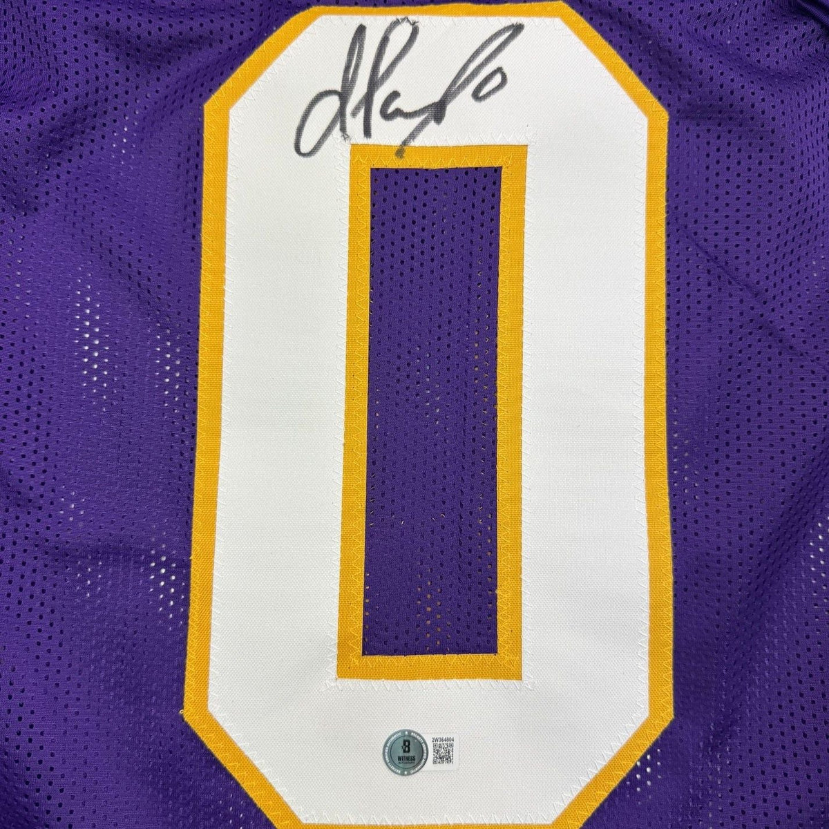Framed Autographed/Signed Ivan Pace Jr. 35x39 Minnesota Purple Retro Football Jersey Beckett BAS COA