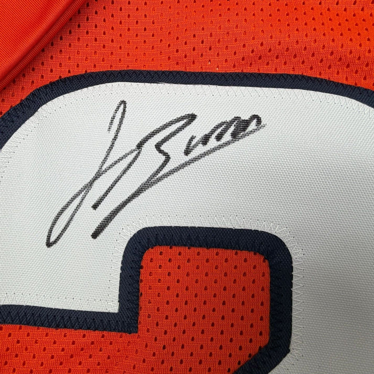 Framed Autographed/Signed Jahdae Barron 35x39 Denver Orange Football Jersey Beckett BAS COA