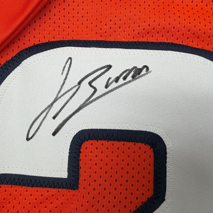 Framed Autographed/Signed Jahdae Barron 35x39 Denver Orange Football Jersey Beckett BAS COA