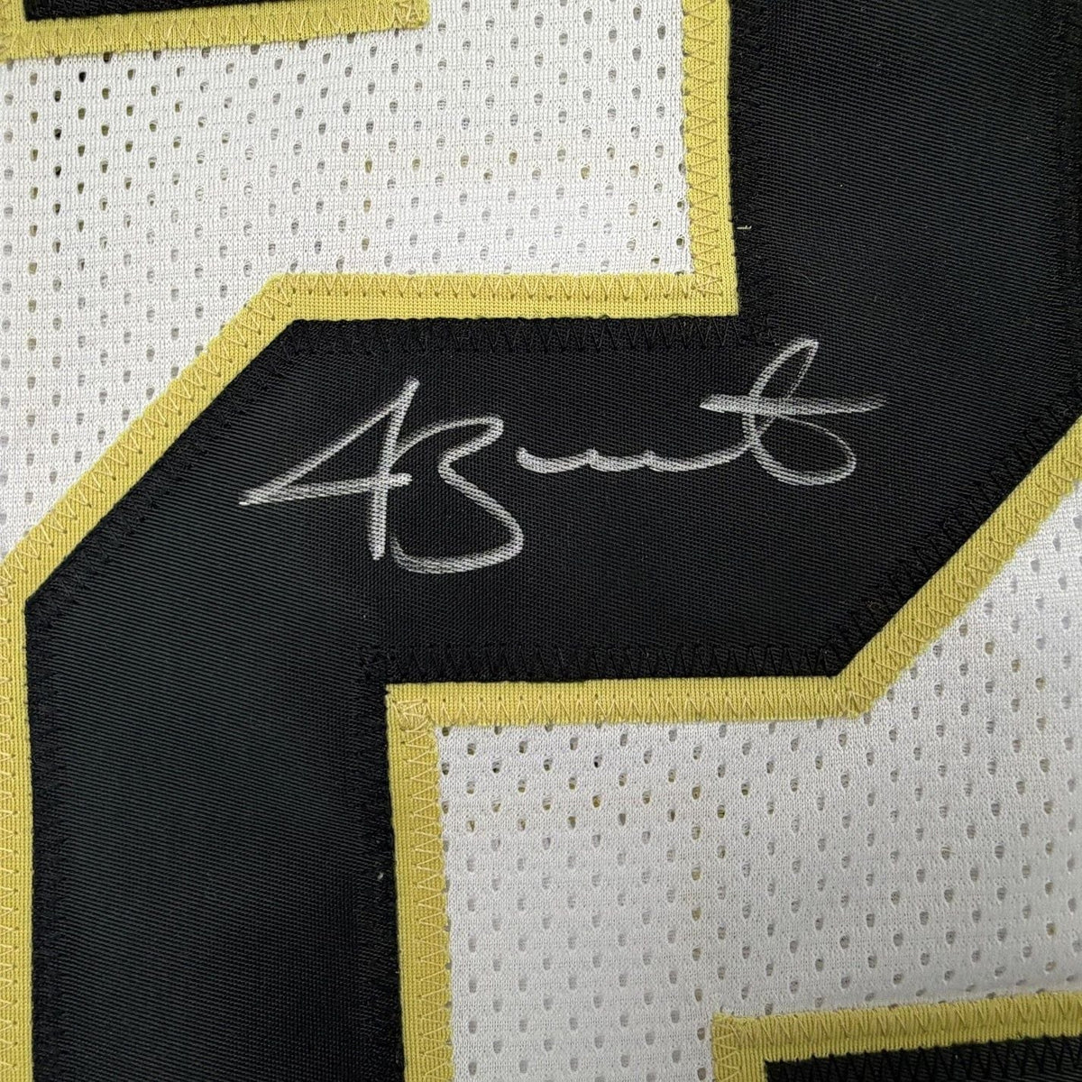 Framed Autographed/Signed Jameis Winston 35x39 New Orleans White Football Jersey Beckett BAS COA