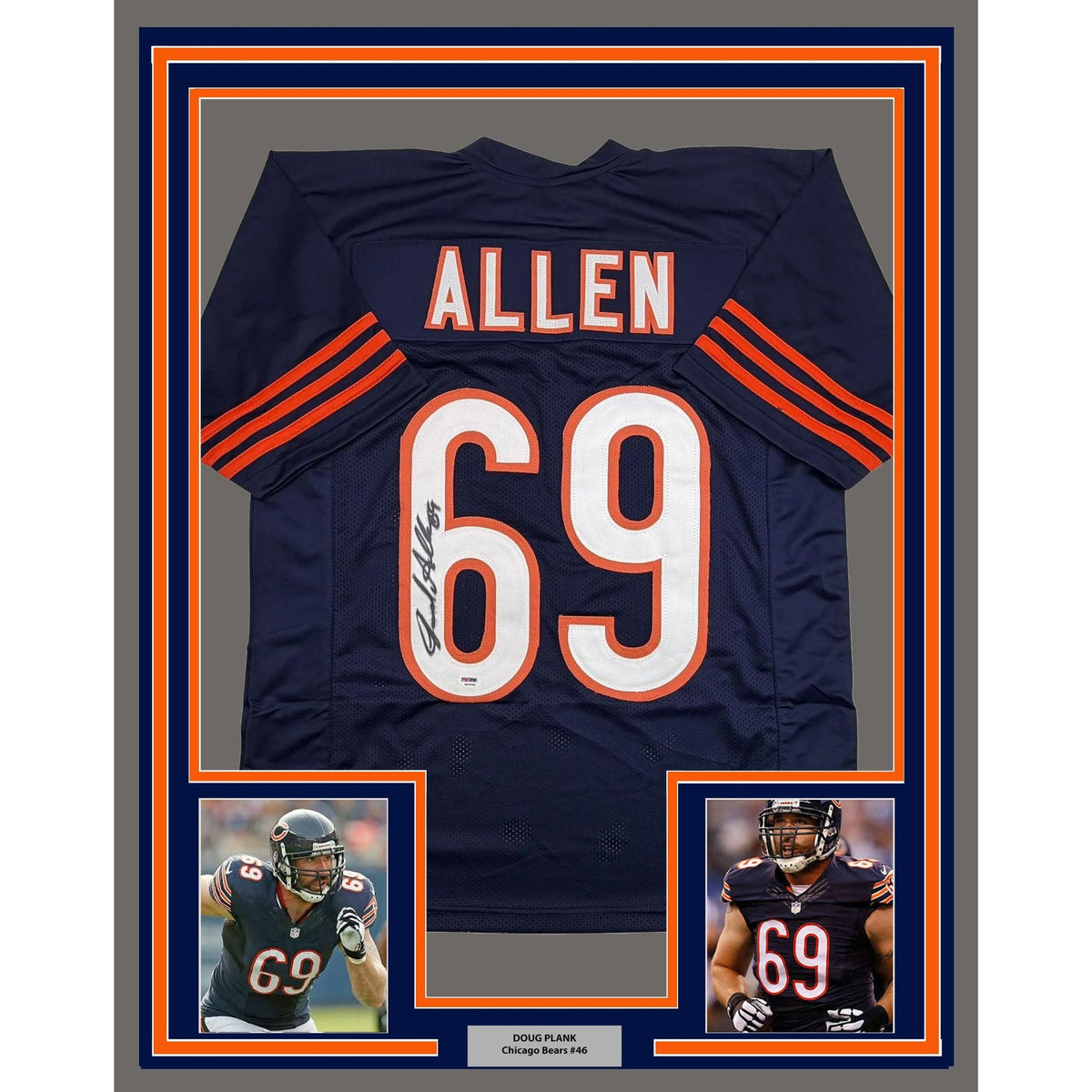 Framed Autographed/Signed Jared Allen 35x39 Chicago Blue Football Jersey PSA/DNA COA
