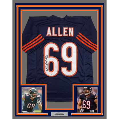 Framed Autographed/Signed Jared Allen 35x39 Chicago Blue Football Jersey PSA/DNA COA