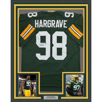 Framed Autographed/Signed Javon Hargrave 35x39 Green Bay Green Football Jersey Beckett BAS COA