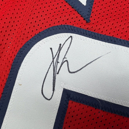 Framed Autographed/Signed Jaylen Reed 35x39 Houston Red Football Jersey JSA COA