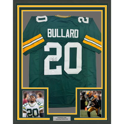 Framed Autographed/Signed Jevon Bullard 35x39 Green Bay Green Football Jersey JSA COA