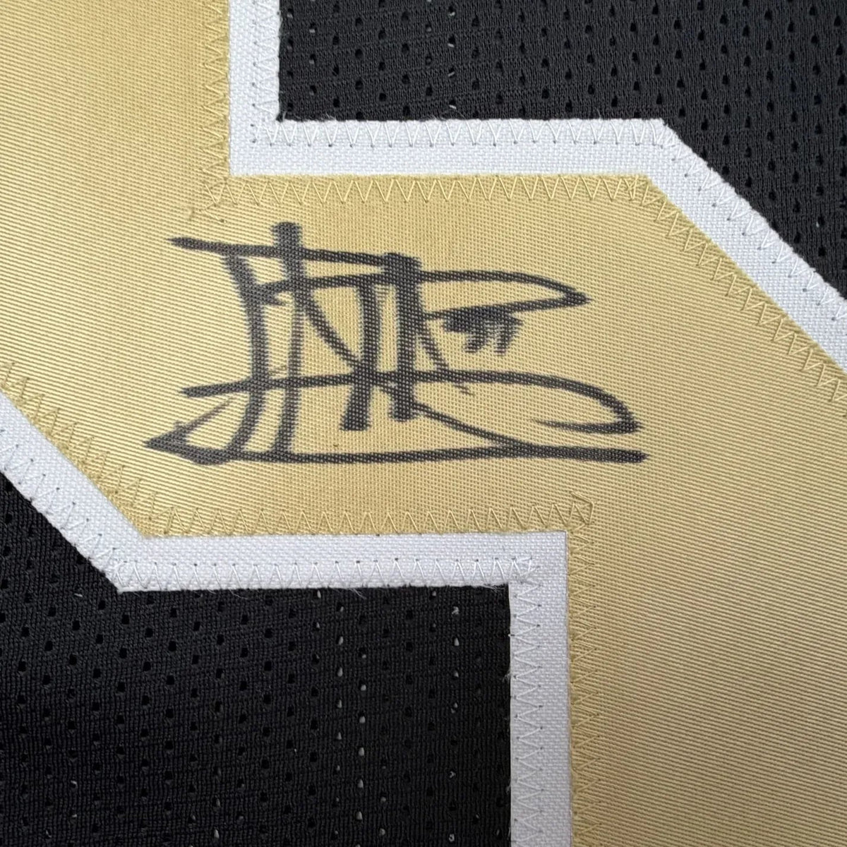 Framed Autographed/Signed Jonathan Vilma 35x39 New Orleans Black Football Jersey JSA COA