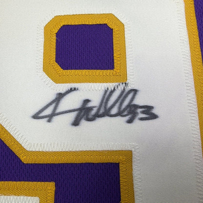 Framed Autographed/Signed Kevin Williams Wall 35x39 Minnesota Purple Football Jersey JSA COA