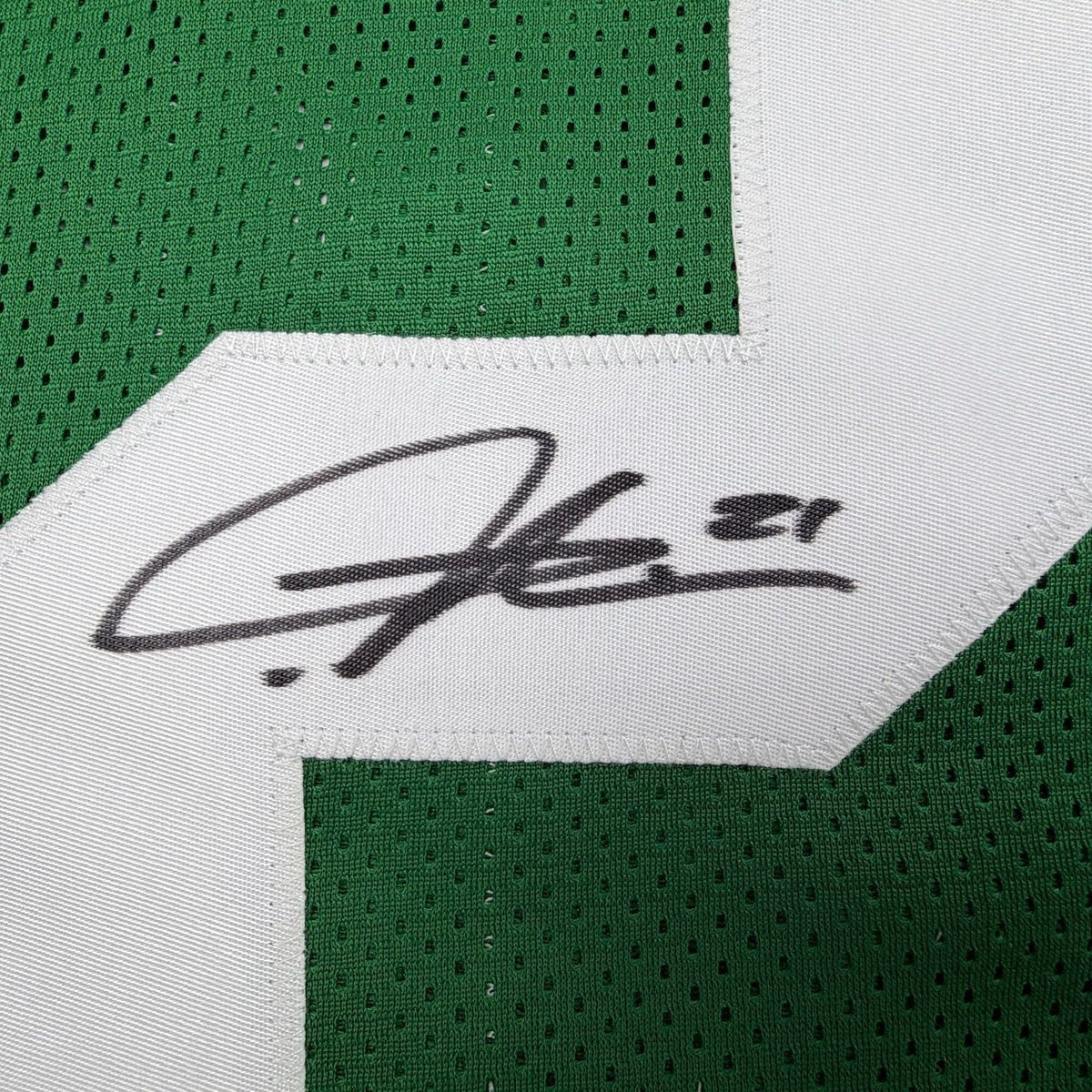 Framed Autographed/Signed LaDainian Tomlinson 35x39 New York Green Football Jersey Beckett BAS COA