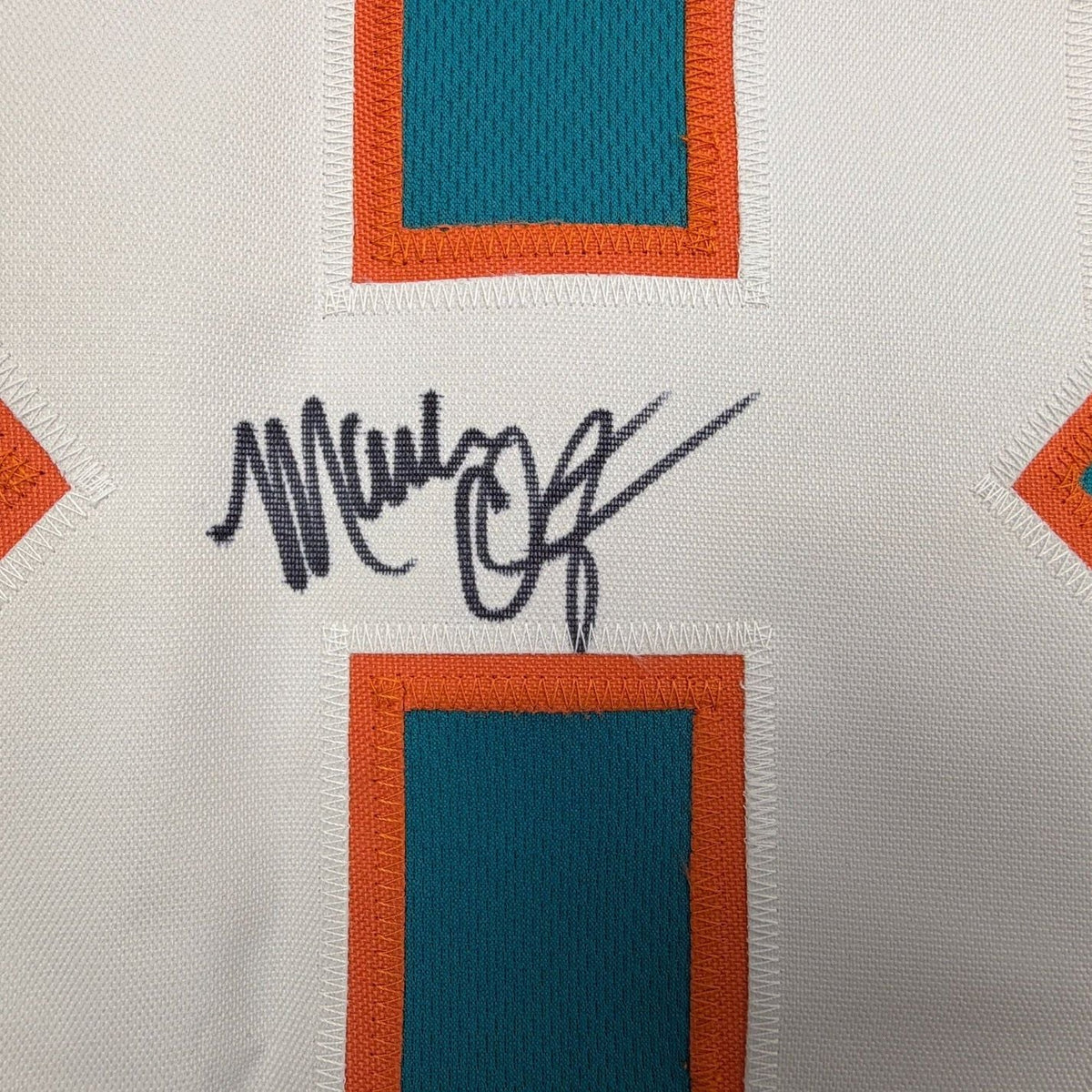 Framed Autographed/Signed Mark Clayton 35x39 Miami Teal Football Jersey JSA COA