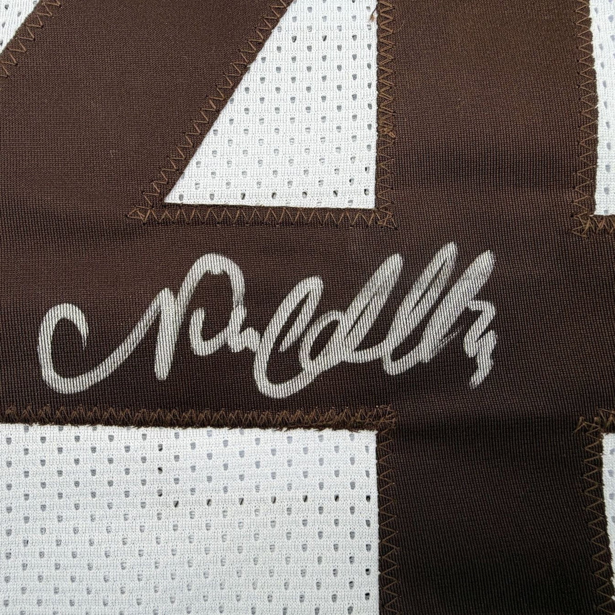 Framed Autographed/Signed Nick Chubb 35x39 Cleveland White Football Jersey Beckett BAS COA