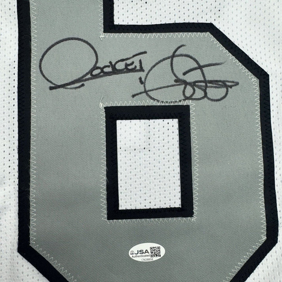 Framed Autographed/Signed Raghib Ismail Rocket 35x39 Oakland White Color Rush Football Jersey Beckett BAS COA