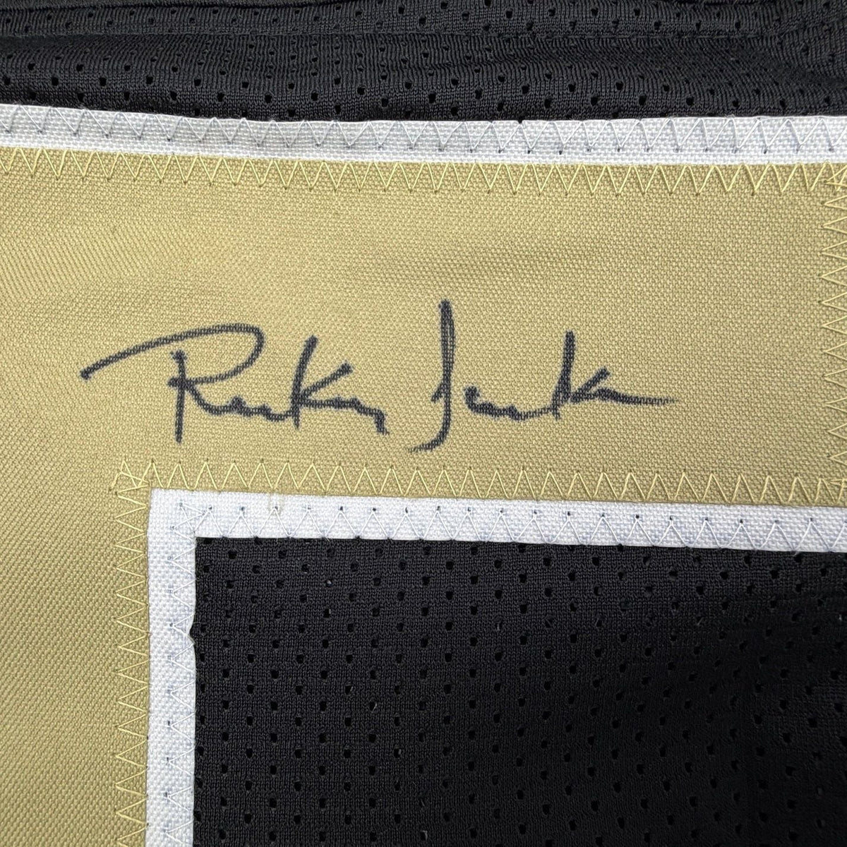 Framed Autographed/Signed Rickey Jackson 35x39 New Orleans Black Football Jersey Beckett COA