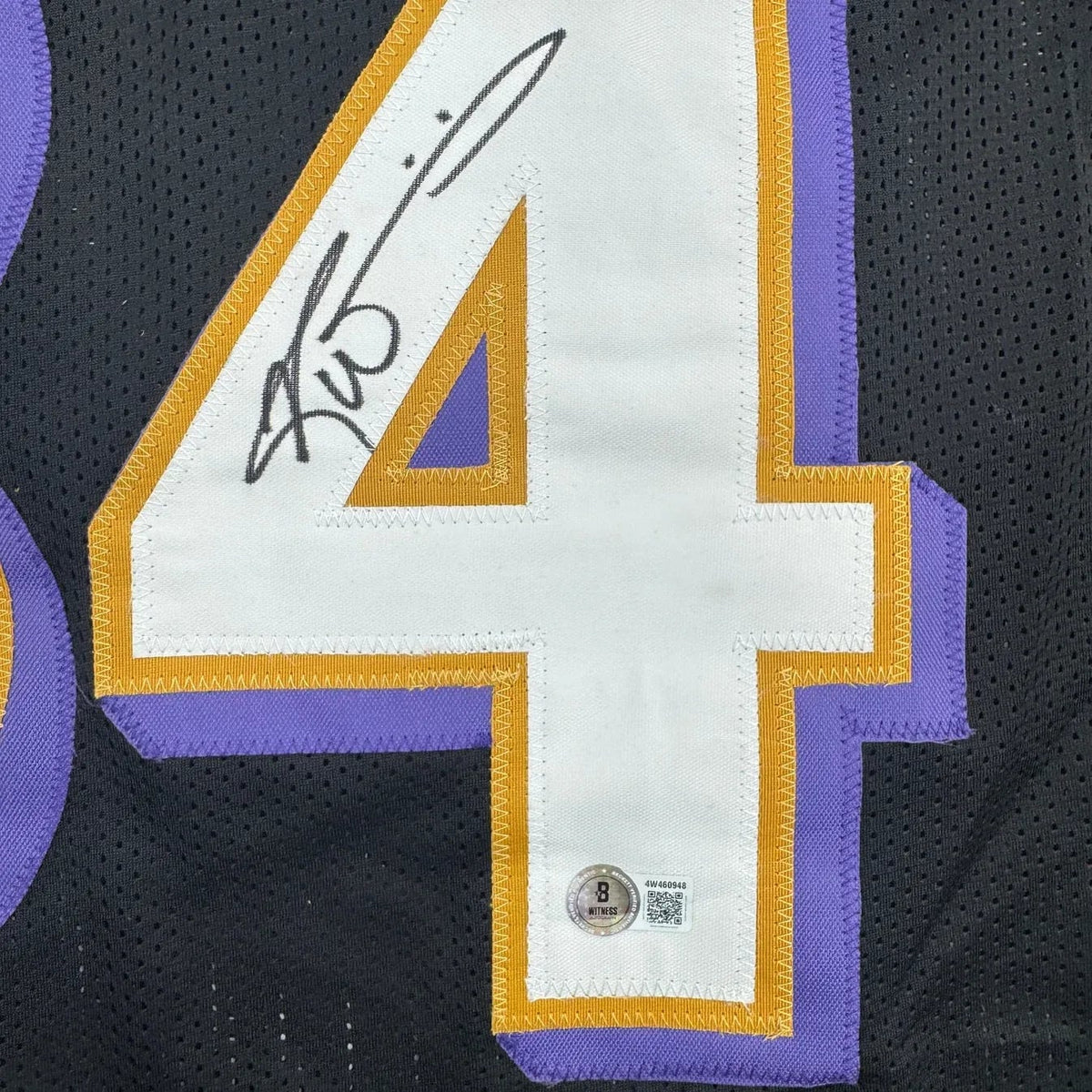 Framed Autographed/Signed Ricky Williams 35x39 Baltimore Black Football Jersey Beckett BAS COA