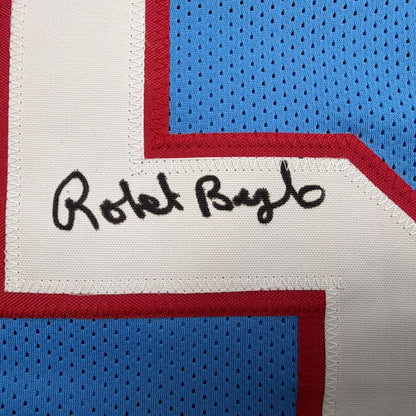 Framed Autographed/Signed Robert Brazile 35x39 Houston Blue Football Jersey JSA COA
