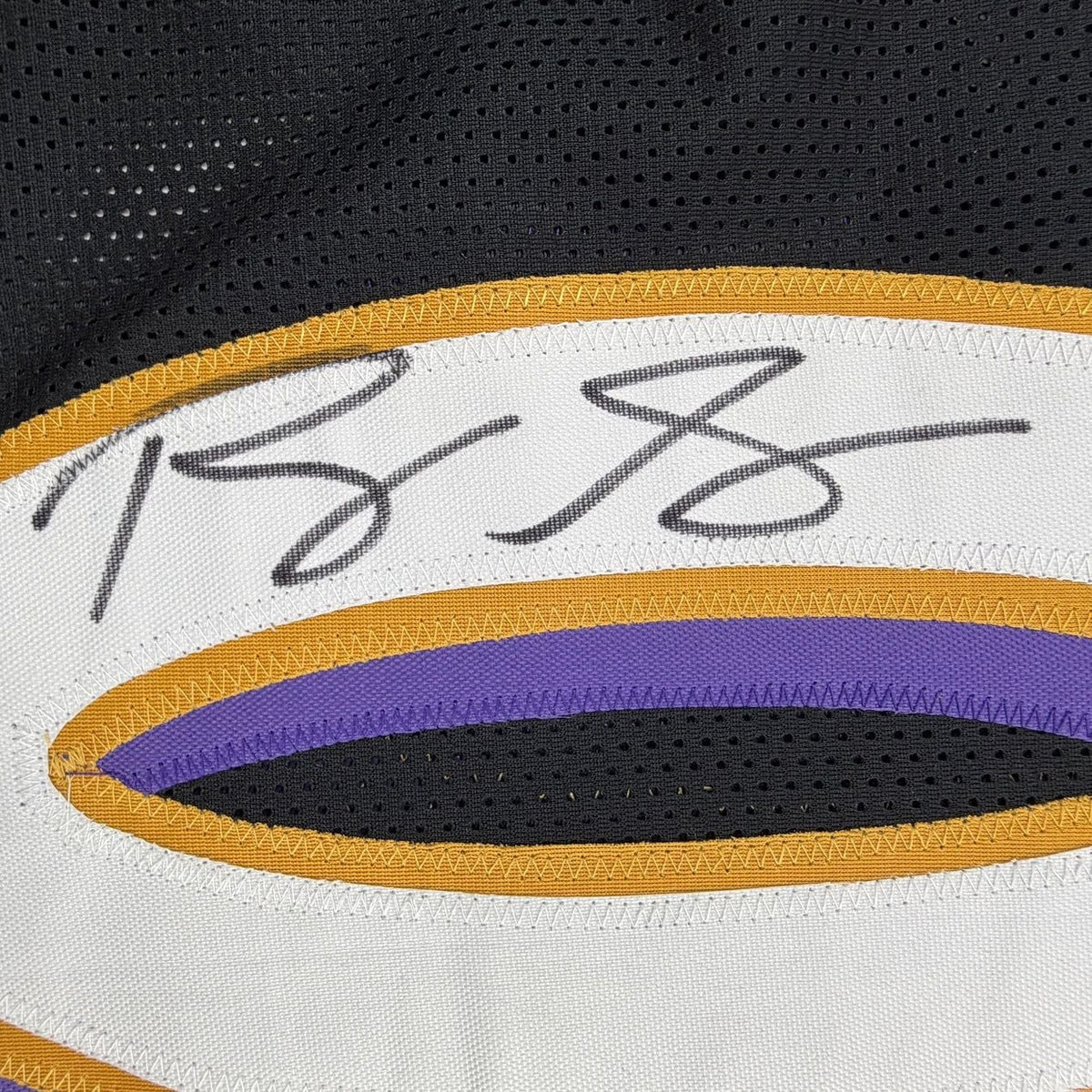 Framed Autographed/Signed Roquan Smith 35x39 Baltimore Black Football Jersey Beckett BAS COA