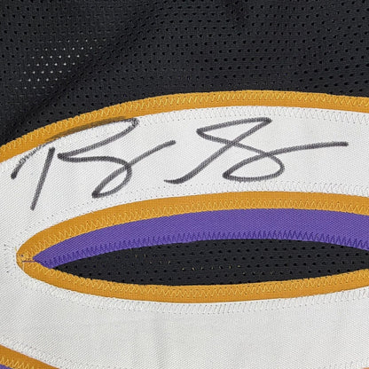 Framed Autographed/Signed Roquan Smith 35x39 Baltimore Black Football Jersey Beckett BAS COA
