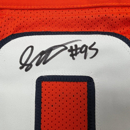 Framed Autographed/Signed Sai'vion Jones 35x39 Denver Orange Pro Cut Football Jersey Beckett BAS COA