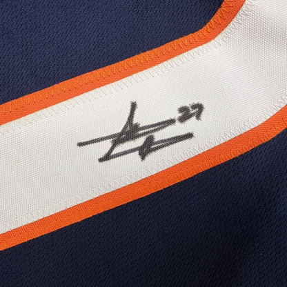 Framed Autographed/Signed Steve Atwater 35x39 Denver Blue Football Jersey JSA COA
