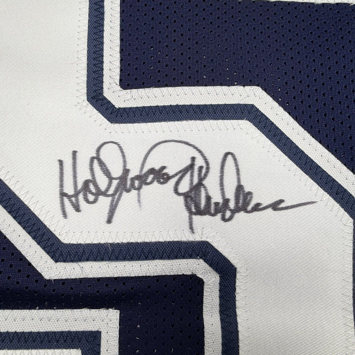 Framed Autographed/Signed Thomas Henderson 35x39 Dallas Blue Football Jersey JSA COA