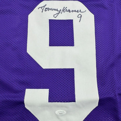 Framed Autographed/Signed Tommy Kramer 35x39 Minnesota Purple Football Jersey JSA COA