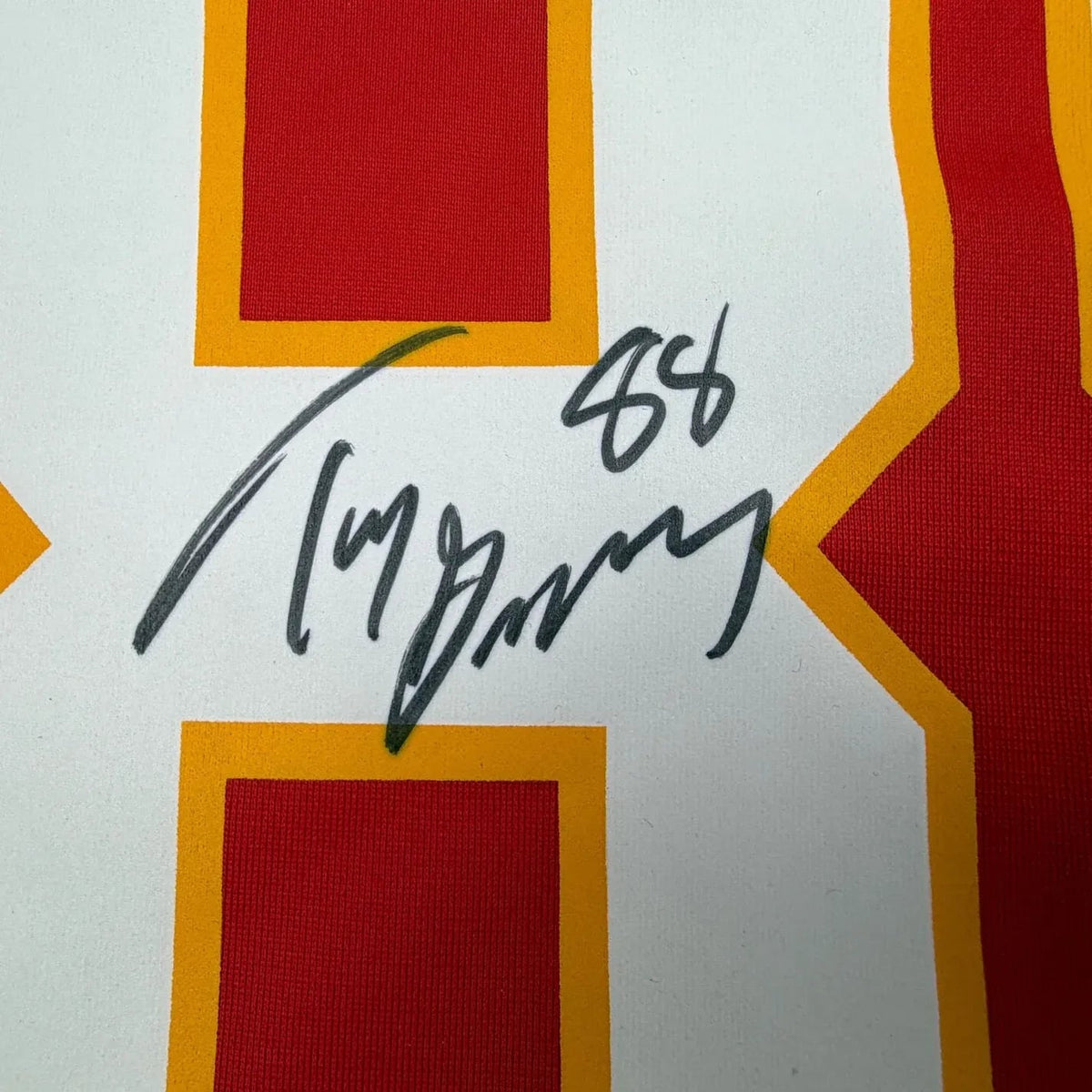 Framed Autographed/Signed Tony Gonzalez 35x39 Kansas City Chiefs Authentic Nike Red Football Jersey Beckett BAS COA