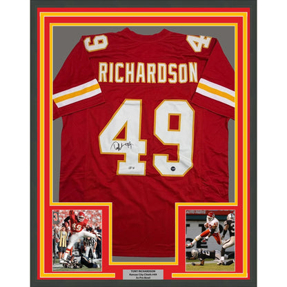 Framed Autographed/Signed Tony Richardson 35x39 Kansas City Red Football Jersey Beckett BAS COA