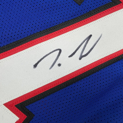 Framed Autographed/Signed Tre'Davious White 35x39 Buffalo Blue Football Jersey JSA COA