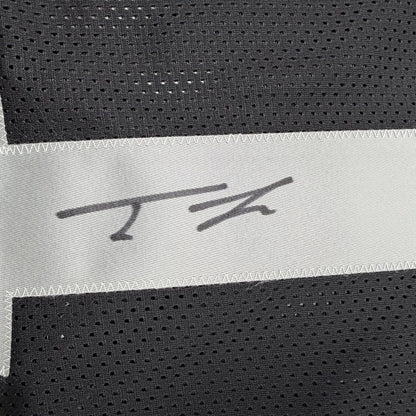 Framed Autographed/Signed Tre Tucker 35x39 Oakland Las Vegas Black Football Jersey Beckett BAS COA