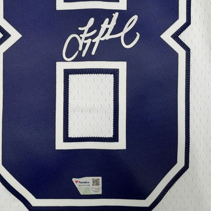 Framed Autographed/Signed Troy Aikman 35x39 Dallas Cowboys White Authentic Mitchell & Ness Football Jersey Fanatics COA