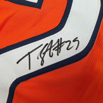Framed Autographed/Signed Tyrique Stevenson 35x39 Chicago Orange Football Jersey JSA COA