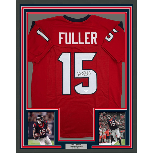 Framed Autographed/Signed Will Fuller 35x39 Houston Red Football Jersey JSA COA