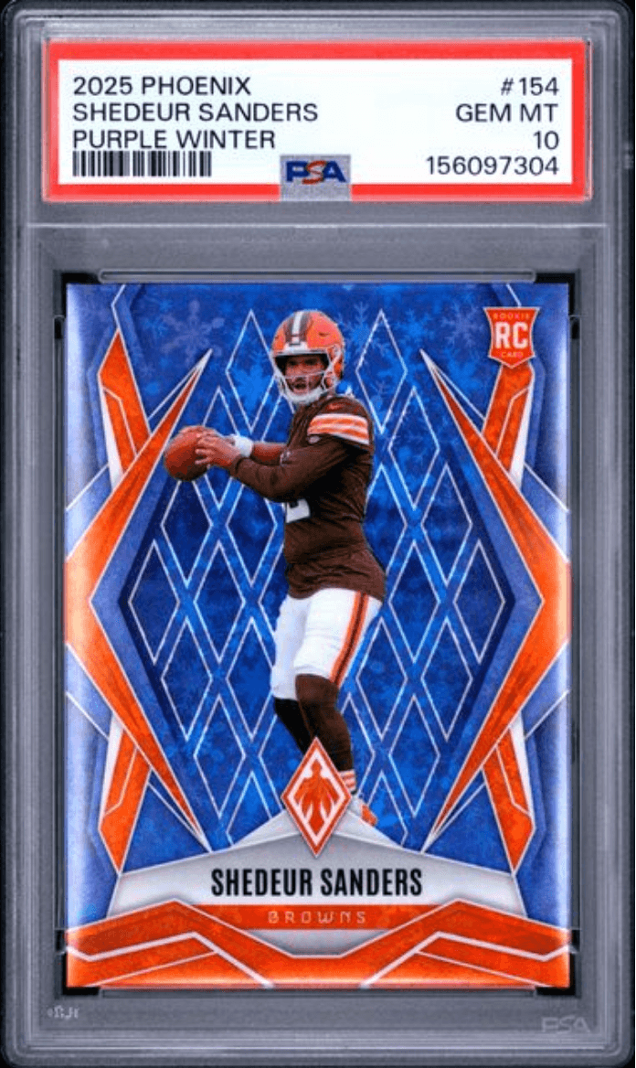 Graded 2025 Panini Phoenix Shedeur Sanders #154 Purple Winter /249 Rookie RC Football Card PSA 10 Gem Mint