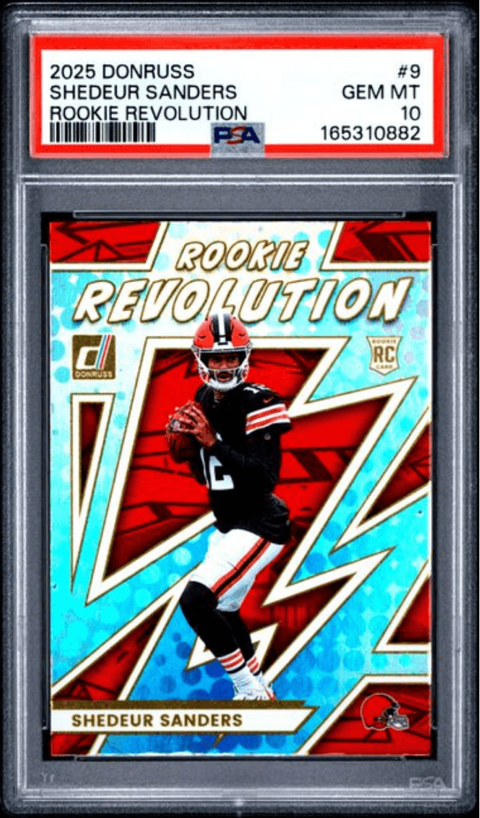Graded 2025 Panini Donruss Shedeur Sanders #9 Rookie Revolution Rookie RC Football Card PSA 10 Gem Mint