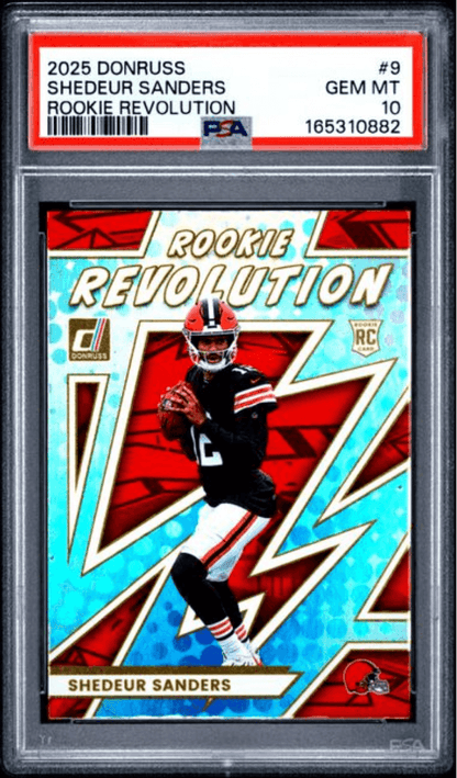 Graded 2025 Panini Donruss Shedeur Sanders #9 Rookie Revolution Rookie RC Football Card PSA 10 Gem Mint