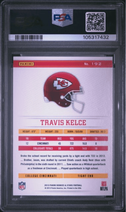 Graded 2013 Panini Rookies & Stars Travis Kelce #192 Rookie RC Football Card PSA 10 Gem Mint