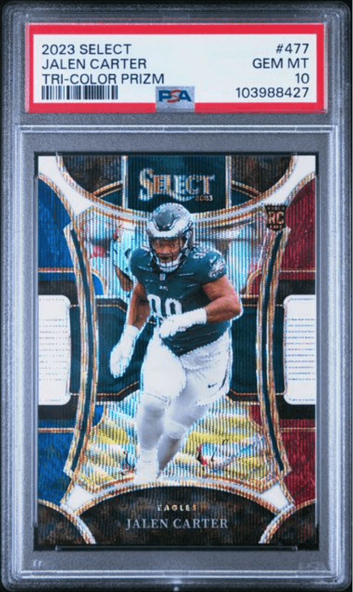 Graded 2023 Panini Select Jalen Carter #477 Tri Color Prizm /149 Rookie RC Football Card PSA 10 Gem Mint