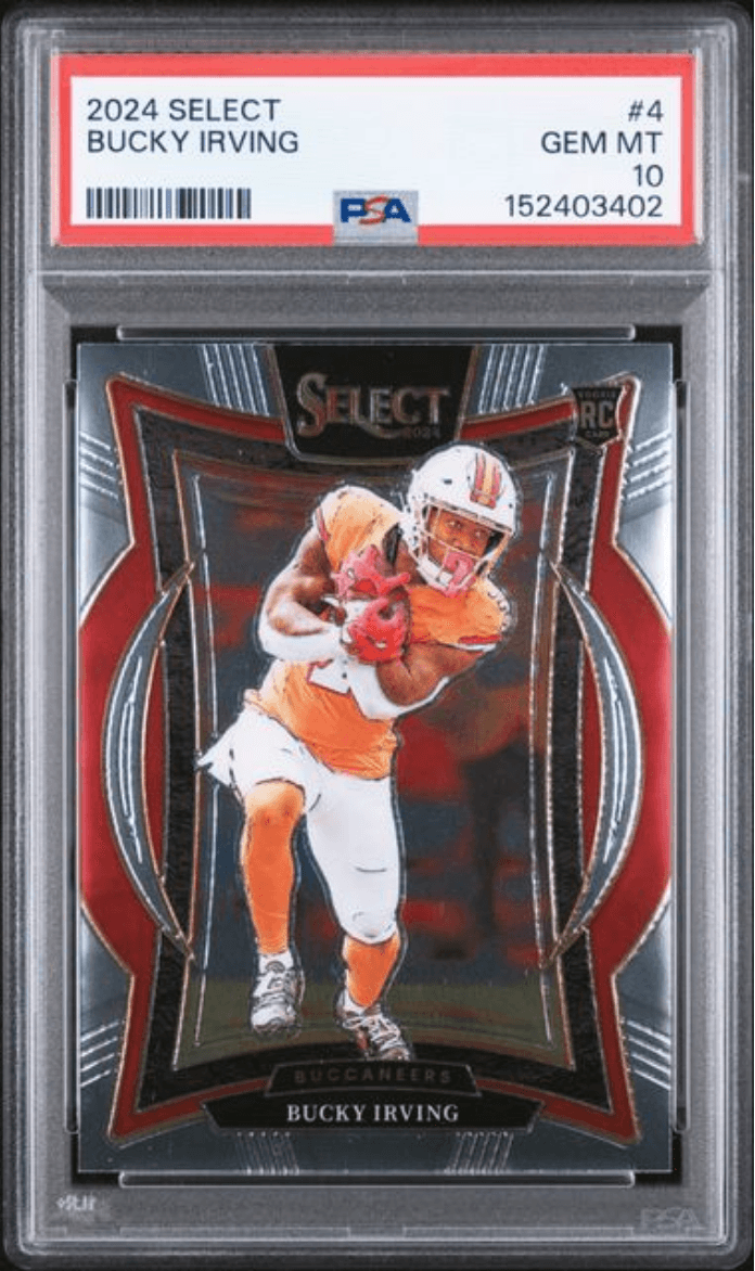 Graded 2024 Panini Select Bucky Irving #4 Rookie RC Football Card PSA 10 Gem Mint