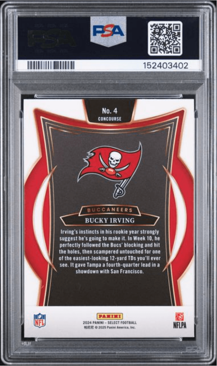Graded 2024 Panini Select Bucky Irving #4 Rookie RC Football Card PSA 10 Gem Mint