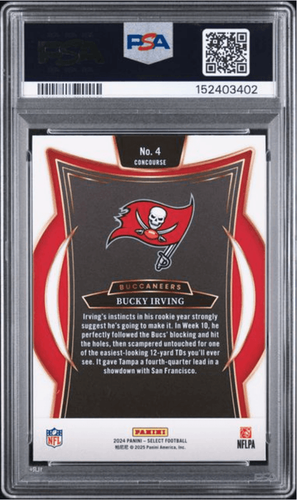 Graded 2024 Panini Select Bucky Irving #4 Rookie RC Football Card PSA 10 Gem Mint