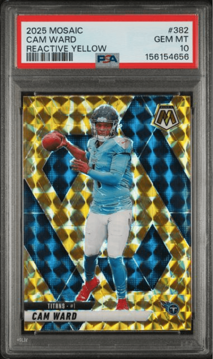 Graded 2025 Panini Mosaic Cam Ward #382 Reactive Yellow Rookie RC Football Card PSA 10 Gem Mint