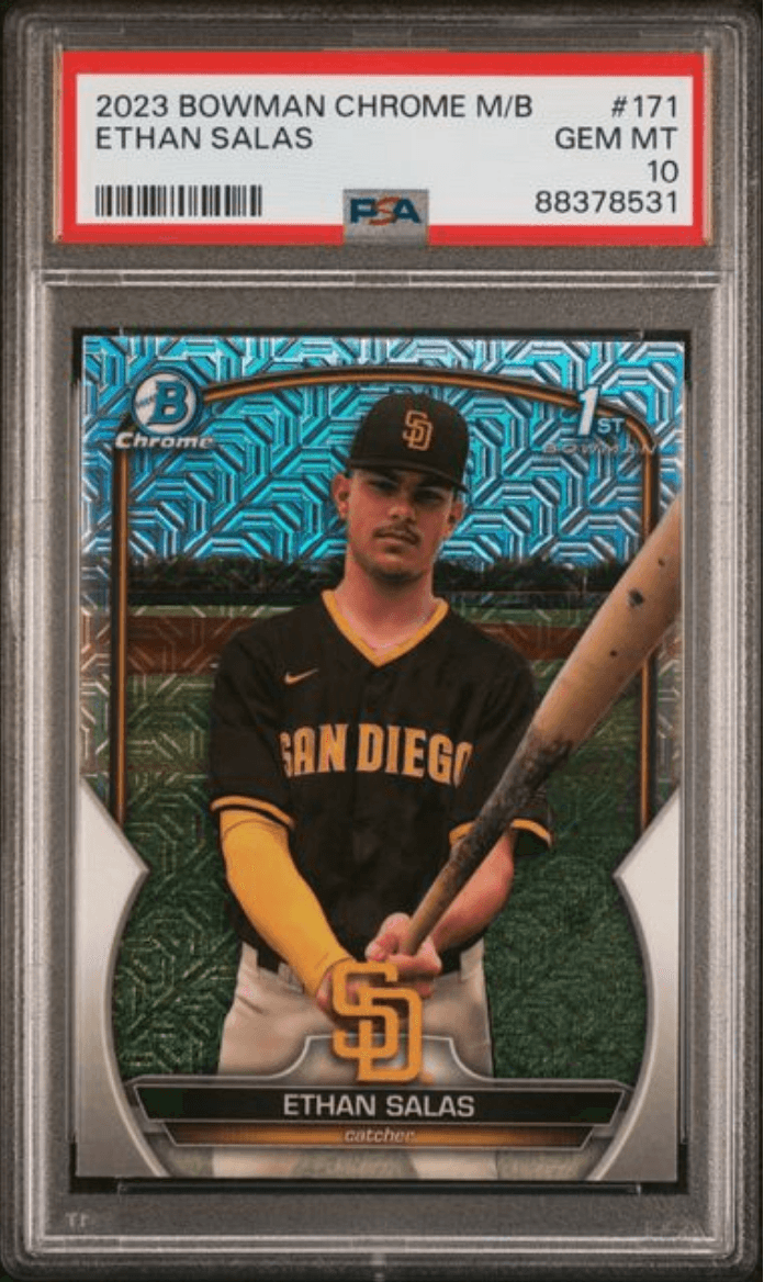 Graded 2023 Topps Bowman Chrome Mega Box Ethan Salas #171 Prospects Rookie RC Baseball Card PSA 10 Gem Mint