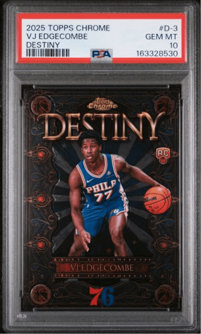 Graded 2025 Topps Chrome VJ Edgecombe #D3 Destiny Rookie RC Basketball Card PSA 10 Gem Mint