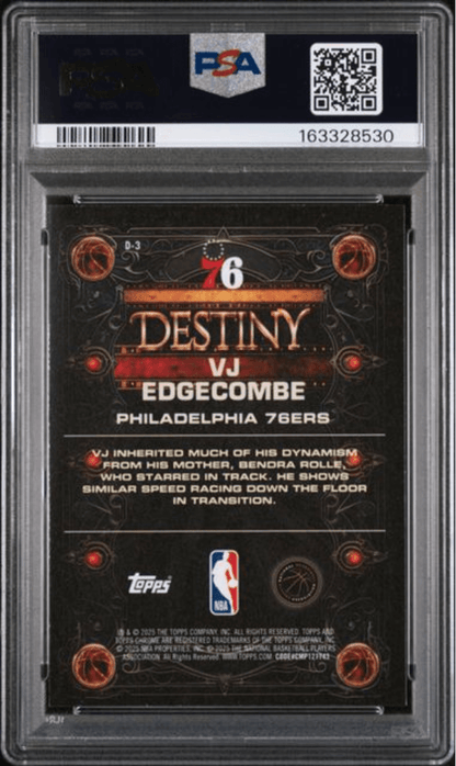 Graded 2025 Topps Chrome VJ Edgecombe #D3 Destiny Rookie RC Basketball Card PSA 10 Gem Mint