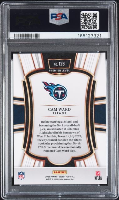 Graded 2025 Panini Select Cam Ward #126 Rookie RC Football Card PSA 9 Mint