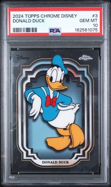 Graded 2024 Topps Chrome Disney Donald Duck #3 Trading Card PSA 10 Gem Mint