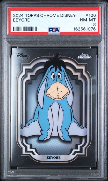 Graded 2024 Topps Chrome Disney Eeyore #126 Winnie the Pooh Trading Card PSA 8 NM-MT