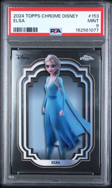 Graded 2024 Topps Chrome Disney Elsa #153 Frozen Movie Trading Card PSA 9 Mint