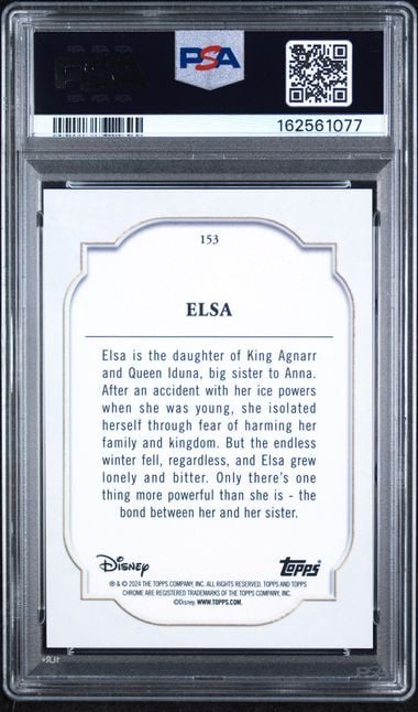 Graded 2024 Topps Chrome Disney Elsa #153 Frozen Movie Trading Card PSA 9 Mint